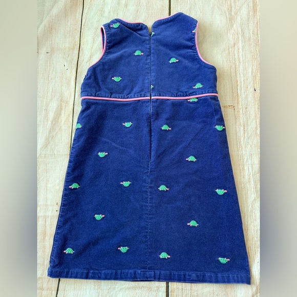 Girl’s Hartstrings Purple Corduroy Jumper Dress Size 8 Embroidered Turtle Print - Picture 2 of 5
